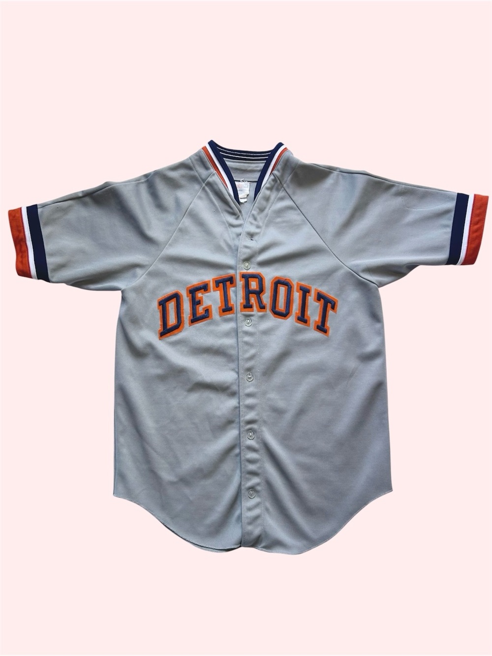 Vintage 80s Early 90s CCM Maska Detroit Tigers Baseball Jersey Grey #5 Medium